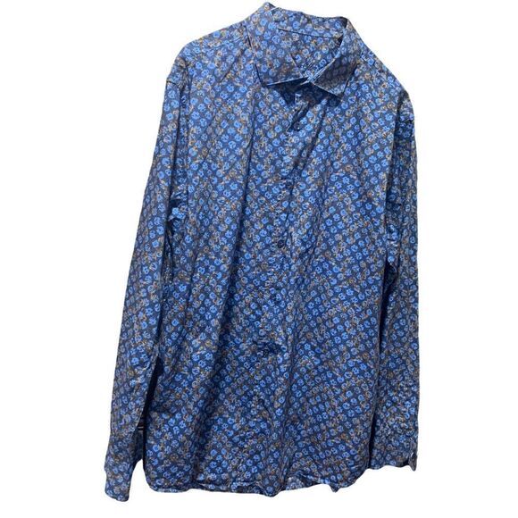Tasso Elba Geometric Pattern Button Down Long Sleeve Shirt - Picture 1 of 11